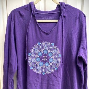 Life is Good Long Sleeve T-shirt with Hood XXL